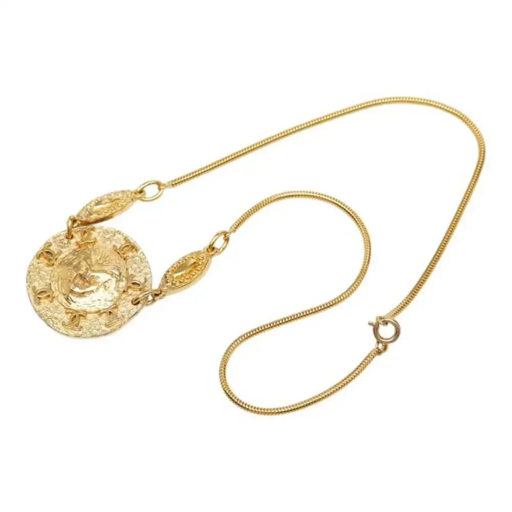 Chanel Cc Logo Round Pendant Necklace #250055C81B